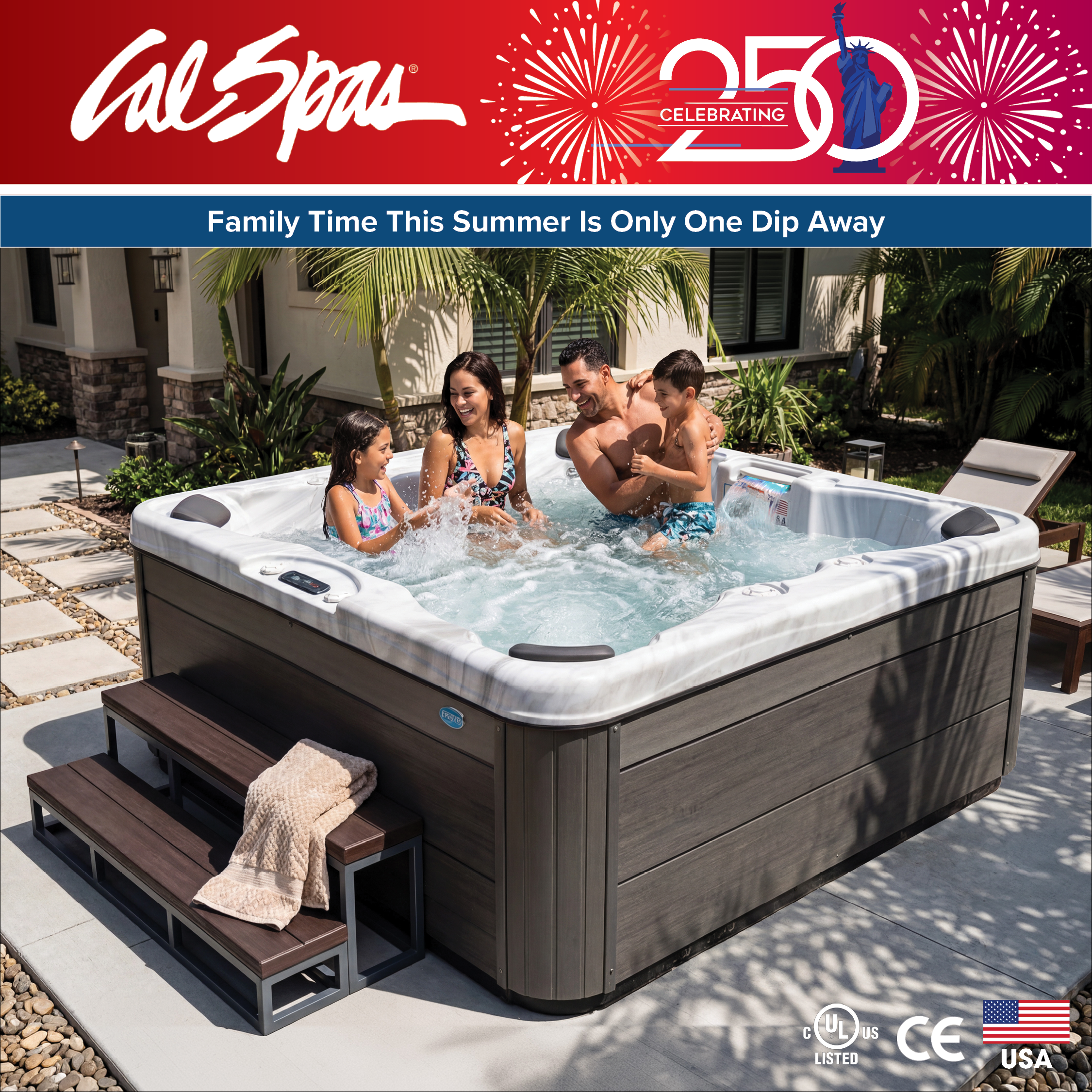 Calspas hot tub being used in a family setting - Sioux City